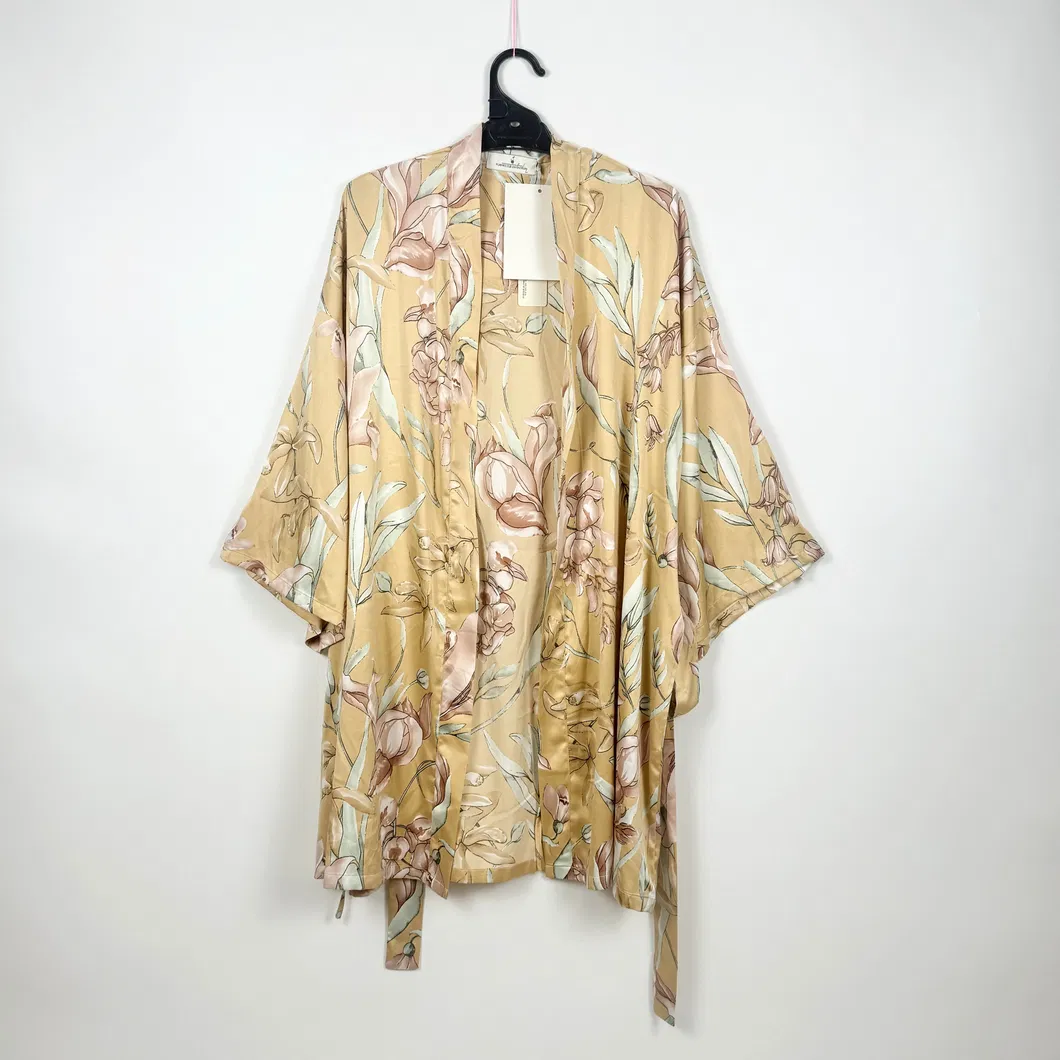 Conjunto de pijama de verano de seda texturizada de lujo con bata de dormir