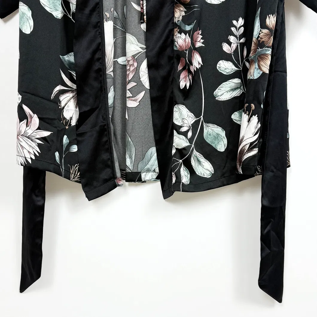 Conjunto de pijama de verano de seda texturizada de lujo con bata de dormir