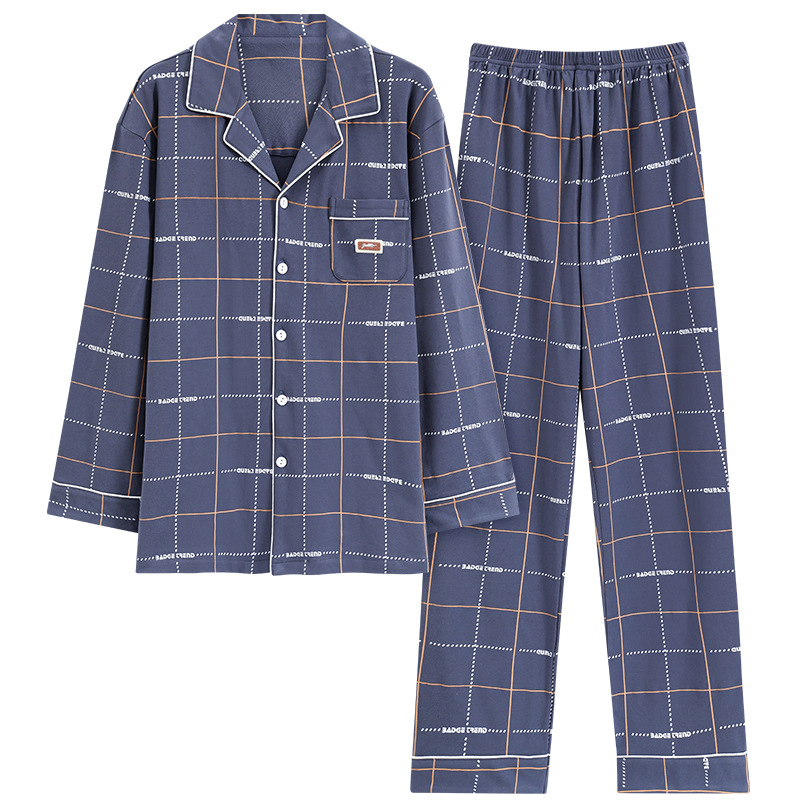Cardigan de color sólido de manga larga de algodón puro para hombres, se puede usar afuera, tamaño grande, ropa de casa, traje casual para jóvenes y personas de mediana edad, pijamas