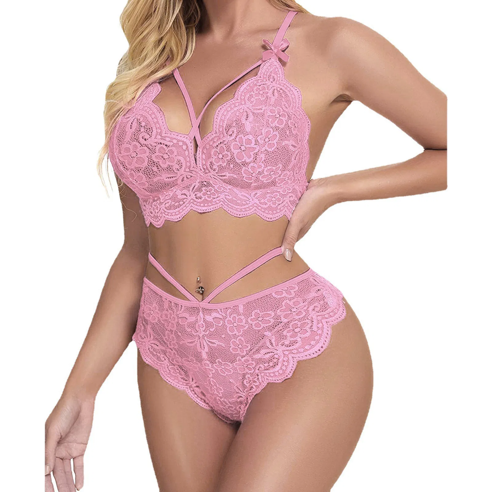 Lencería erótica, conjunto de sujetador y bragas de encaje sexy, conjunto de dos piezas para pijamas de talla grande, conjunto erótico