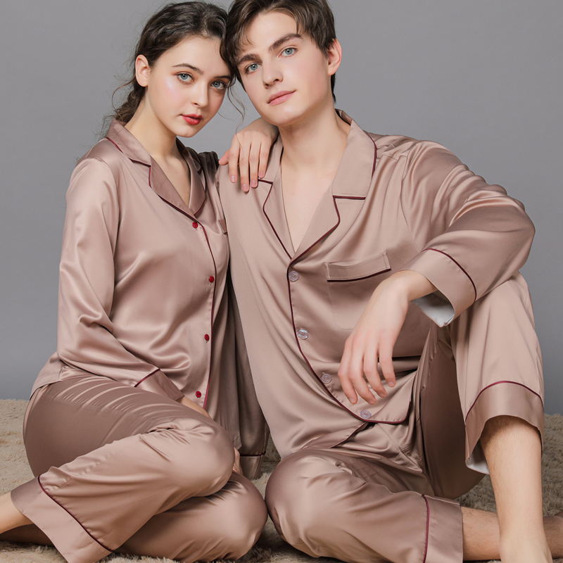 Conjunto de Pijamas de Seda Pura para Pareja de Fábrica con Logo Personalizado 100%