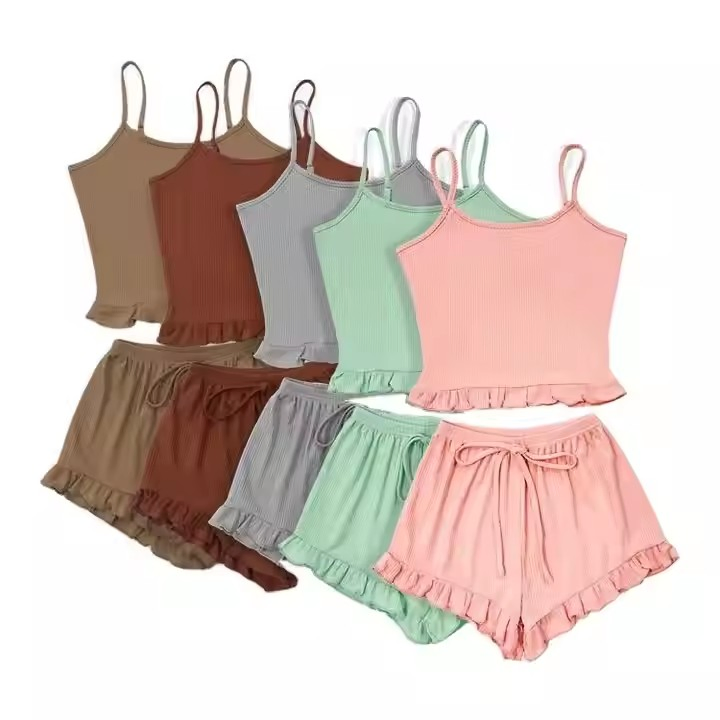Conjunto de pijama de tanque y pantalones cortos para mujeres de talla grande, ropa de dormir personalizada, lencería sexy