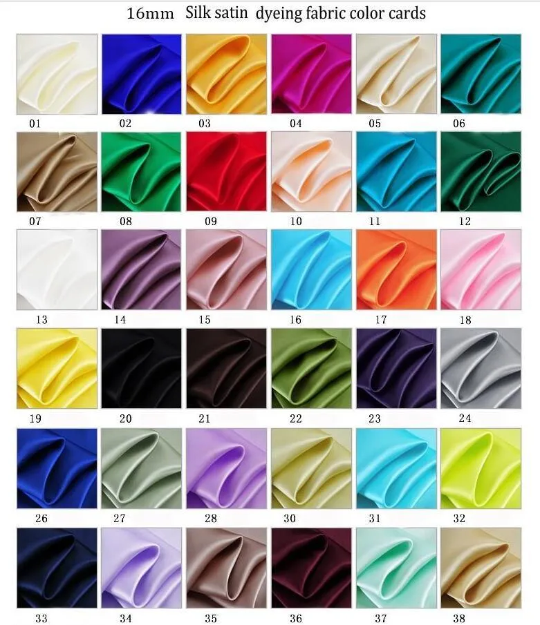 Muestrario de colores en tela de seda de morera