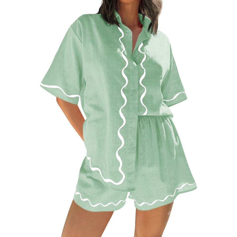 Conjunto de pijamas cortos de verano para mujer, cómodo y casual