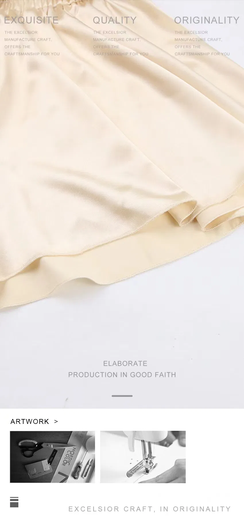 Detalle completo de caída y diseño del conjunto de pijamas de seda pura