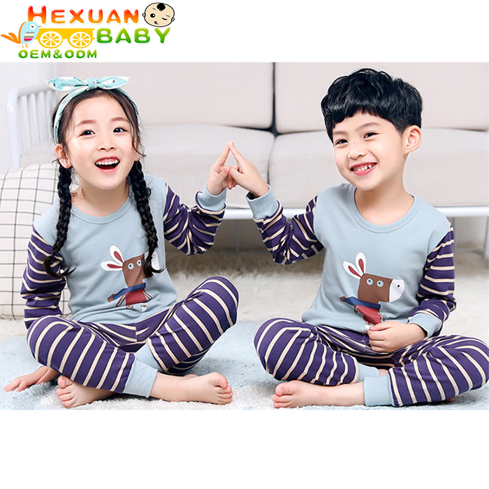 Tamaño 100-160 Primavera Otoño Pijamas Impresos de Dibujos Animados Ropa de Dormir para Niños Niñas 100% Algodón