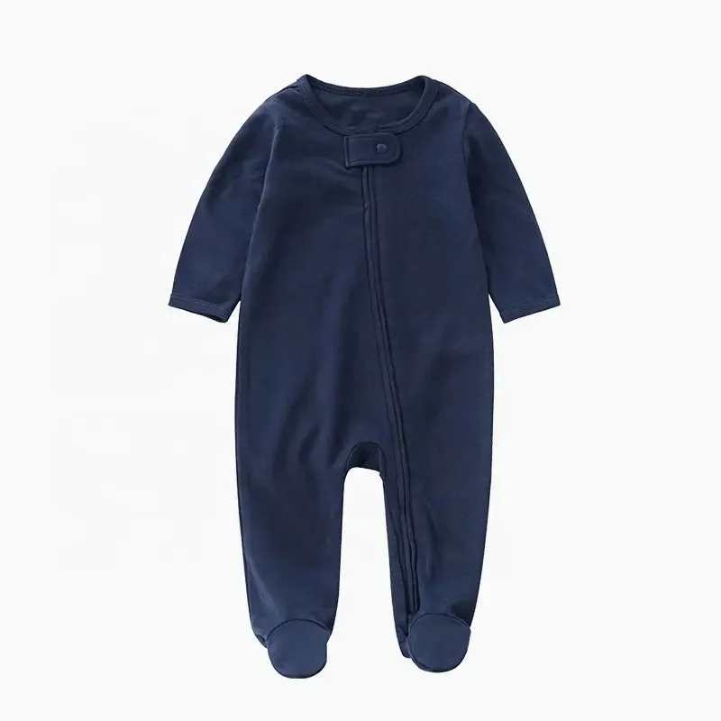 Pijamas de bebé orgánicos personalizados con cremallera y pies antideslizantes