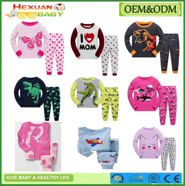 2-7y Pijamas y ropa de dormir orgánica unisex de algodón para el verano, bonita ropa de bebé con técnicas de impresión para todas las edades