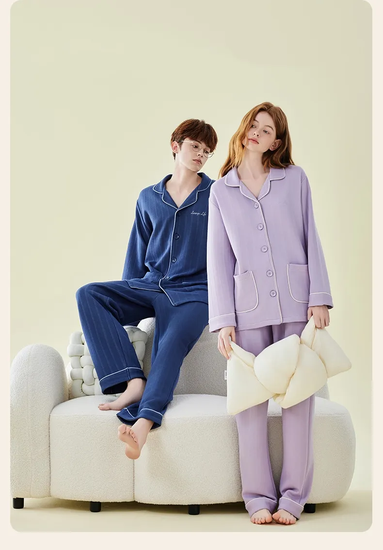 Conjunto de pijamas de algodón suave para adultos, ropa de casa cómoda