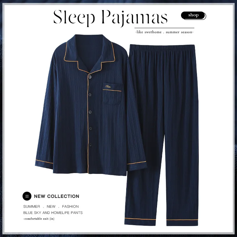 2023 Nuevo estilo de cárdigan de algodón de manga larga, conjunto de pijama de algodón de solapa, ropa de casa suave y cómoda para mujeres