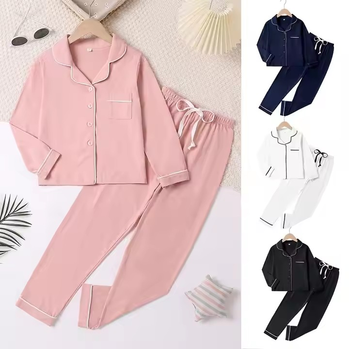 Nuevos pijamas de otoño y primavera de manga larga para niños, modal de bambú, suaves de algodón, pijama para niños y niñas
