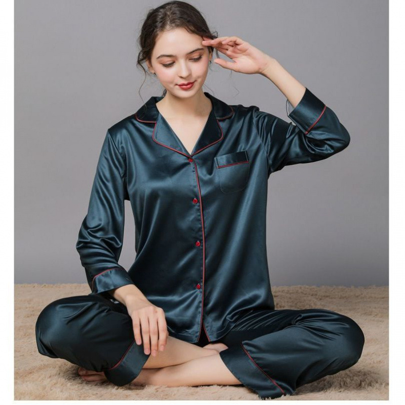 Pijamas de seda para mujeres de pura longitud completa larga 19 Momme 100% seda de morera de lujo