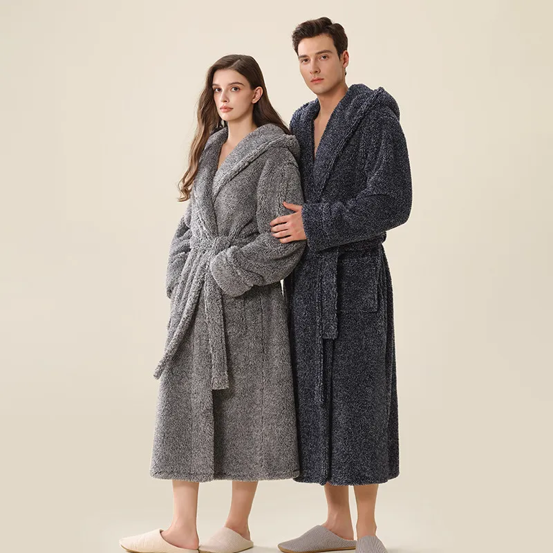 Bata de baño de franela de buena calidad personalizada para el hogar con pijamas de forro polar para parejas