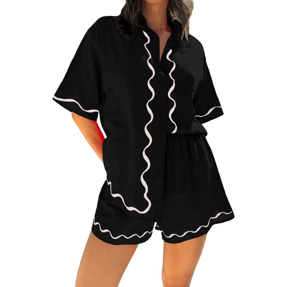 Conjunto de pijamas cortos de verano para mujer, cómodo y casual