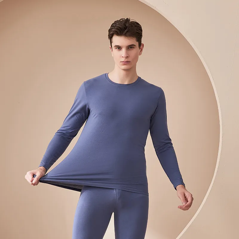 Pijama térmico largo unisex para pareja, ropa de dormir para clima frío 100% de algodón