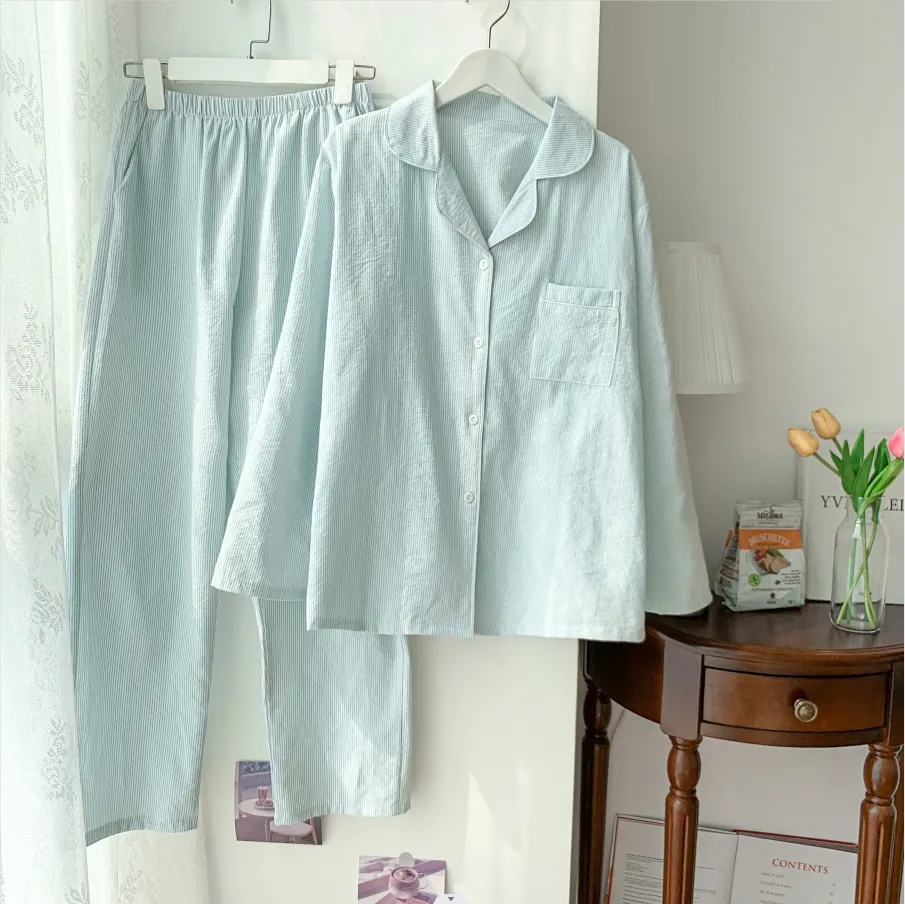 Conjunto de pijamas casuales de lino de algodón impreso digitalmente personalizado