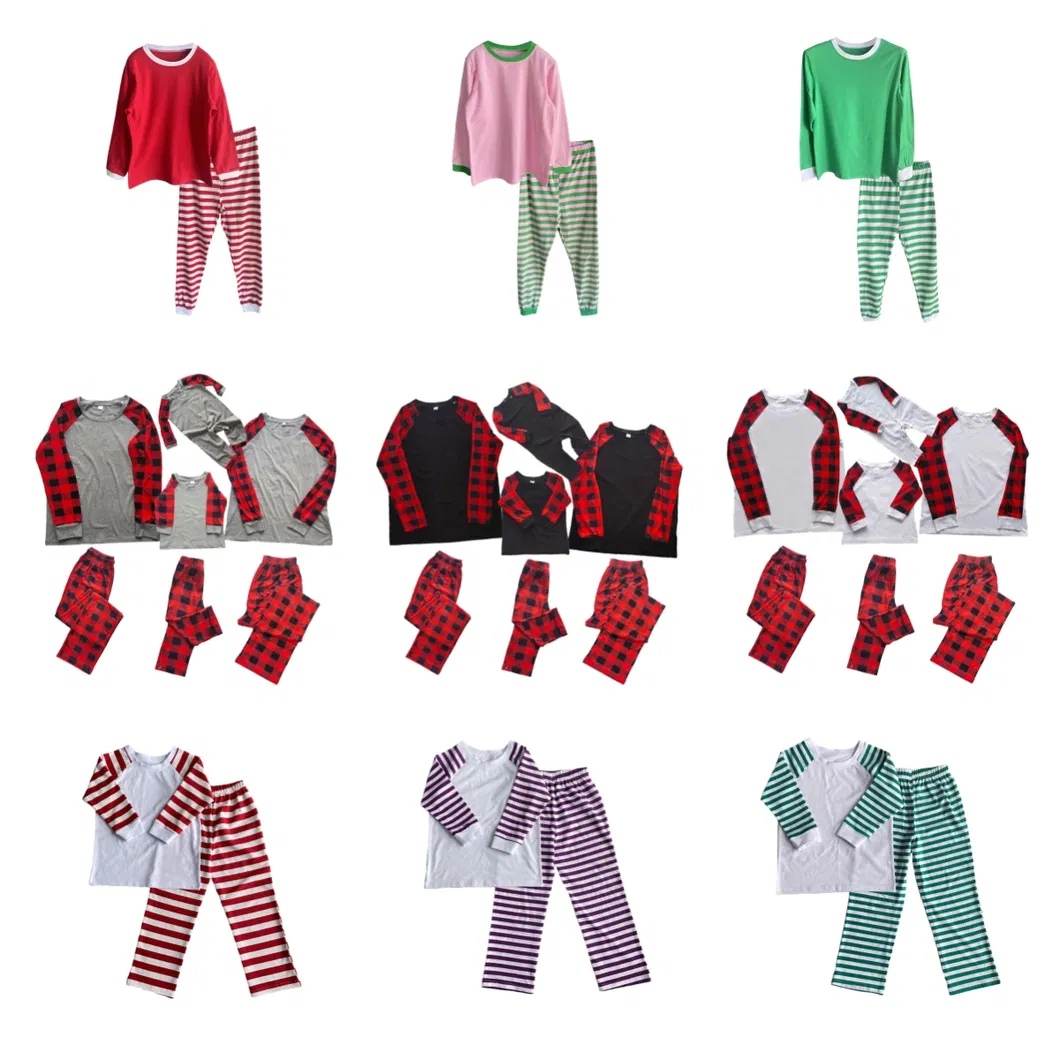 Pijamas familiares de Navidad con diseño de cuadros en venta caliente