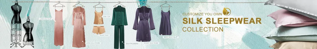 Conjunto corto de pijamas de seda impresos personalizados para dama