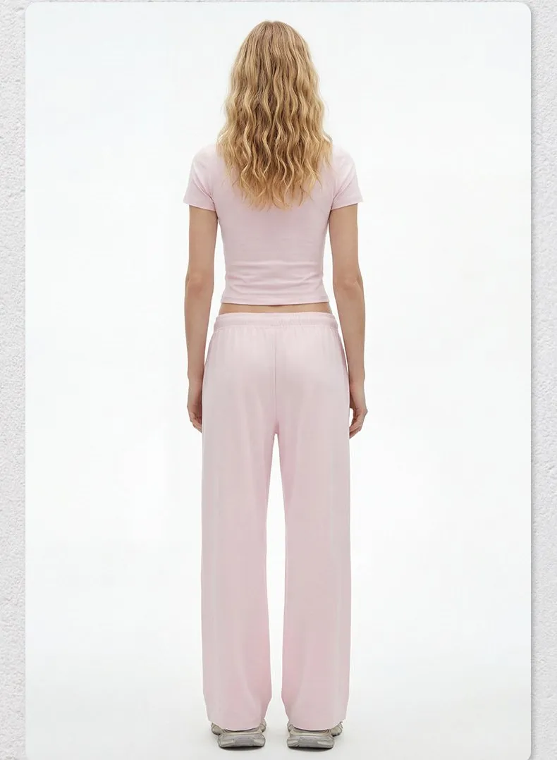 Conjunto de pijama deportivo casual de dos piezas, pantalones de cintura alta, de manga corta y de longitud completa
