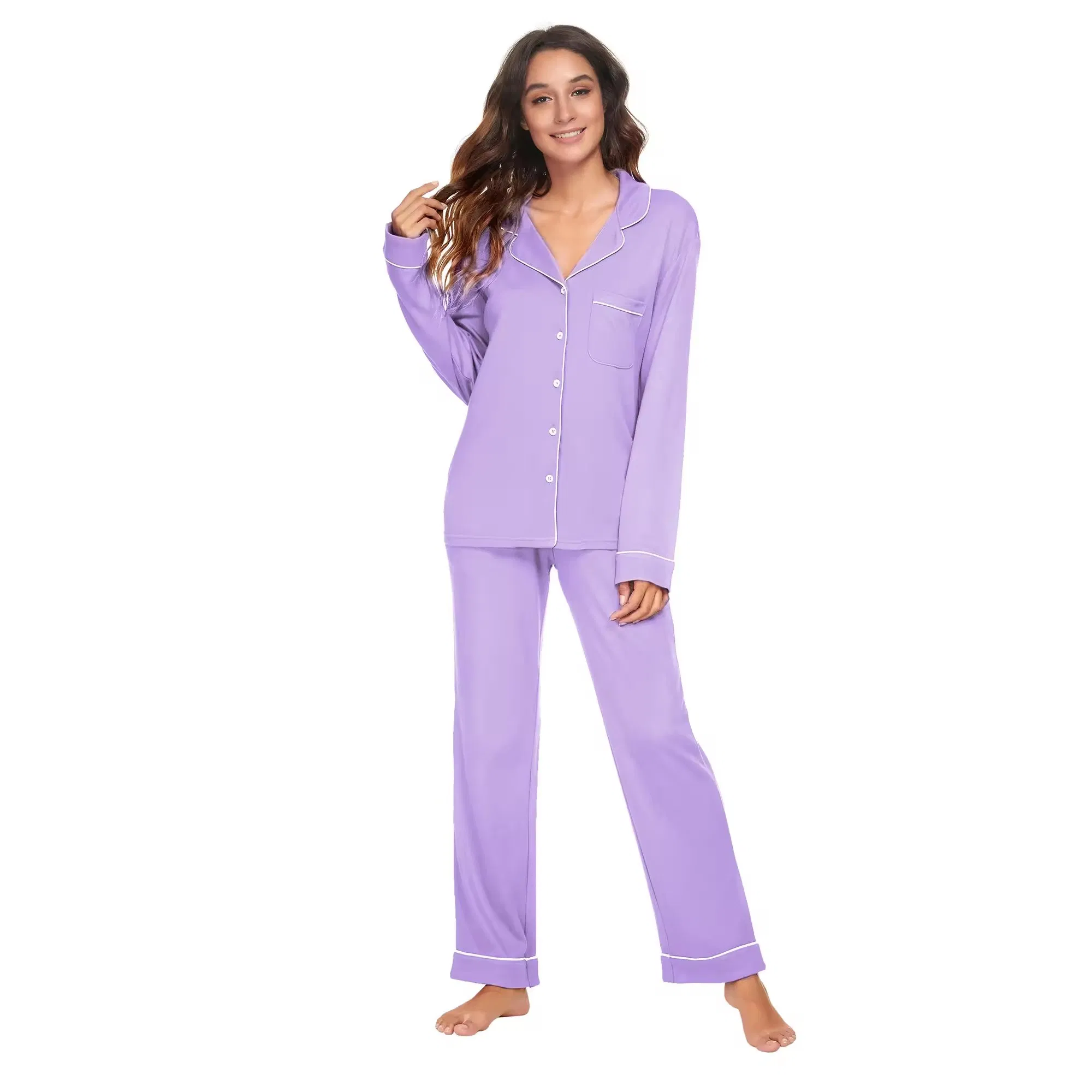 Conjunto de pijama para mujeres de manga larga, sostenible, de viscosa de bambú