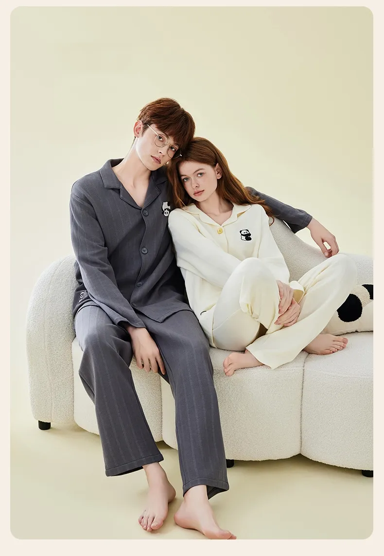 Conjunto de pijamas de algodón suave para adultos, ropa de casa cómoda