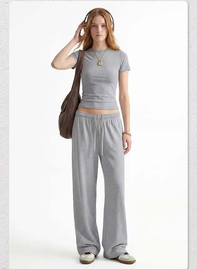Conjunto de pijama deportivo casual de dos piezas, pantalones de cintura alta, de manga corta y de longitud completa