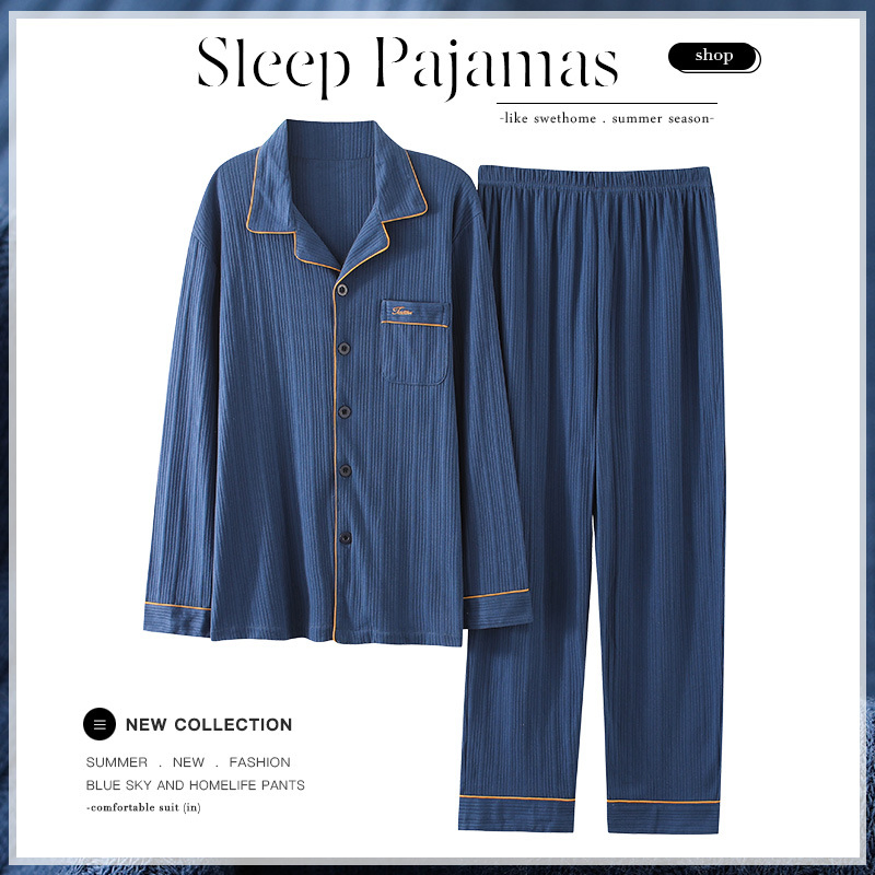 2023 Nuevo estilo de cárdigan de algodón de manga larga, conjunto de pijama de algodón de solapa, ropa de casa suave y cómoda para mujeres