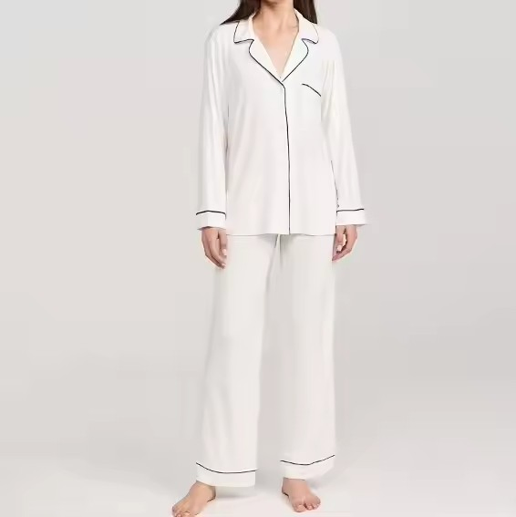 Factory 100% Cotton Luxury Pyjamas Family Woman 2 Piece Outfit Set Bamboo Long Sleepwear Pjs Pajamas Pijamas Mujer for Women