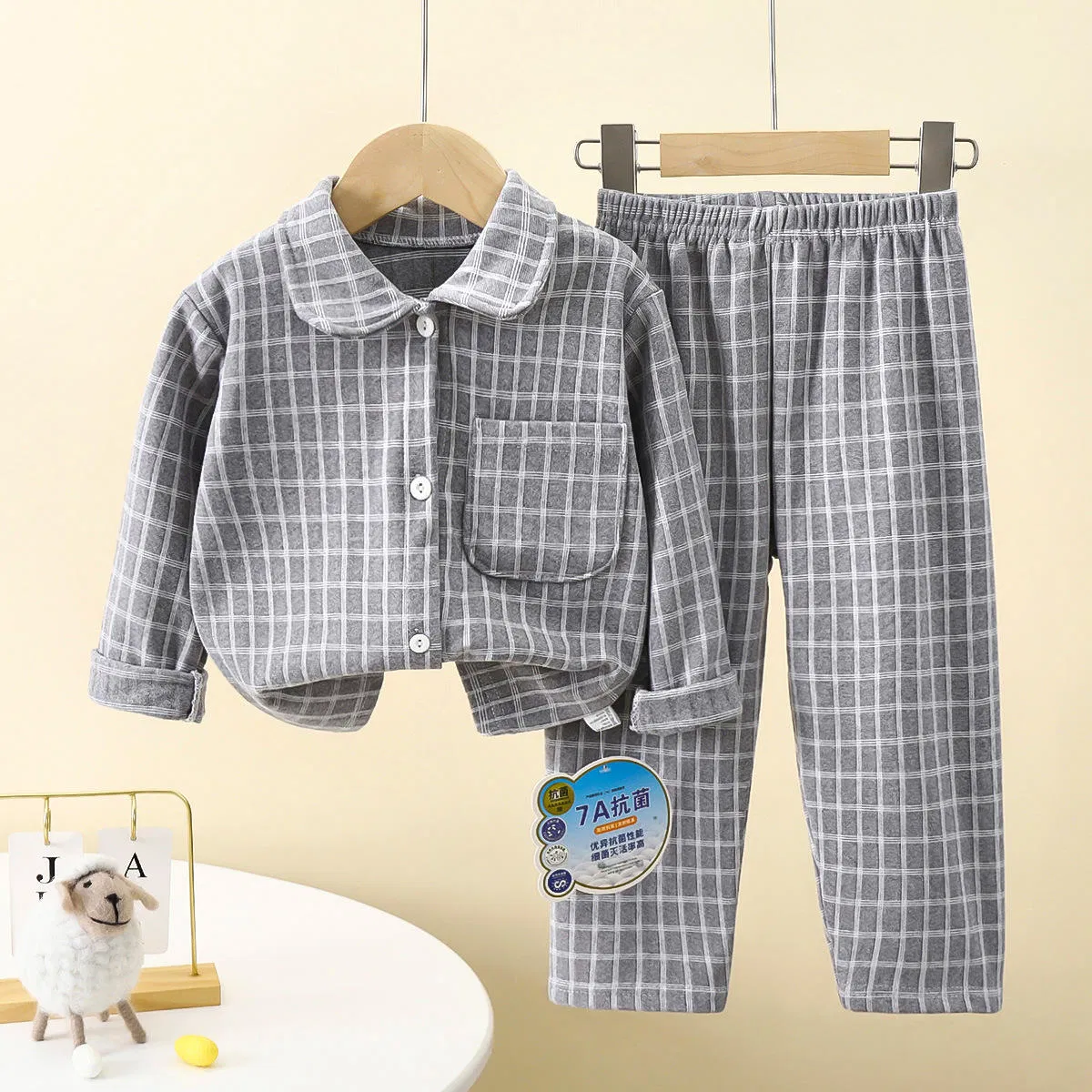 Ropa casual para niños en casa, nueva pijama de primavera para niños, blusa de terciopelo cálido con solapa, ropa para niñas