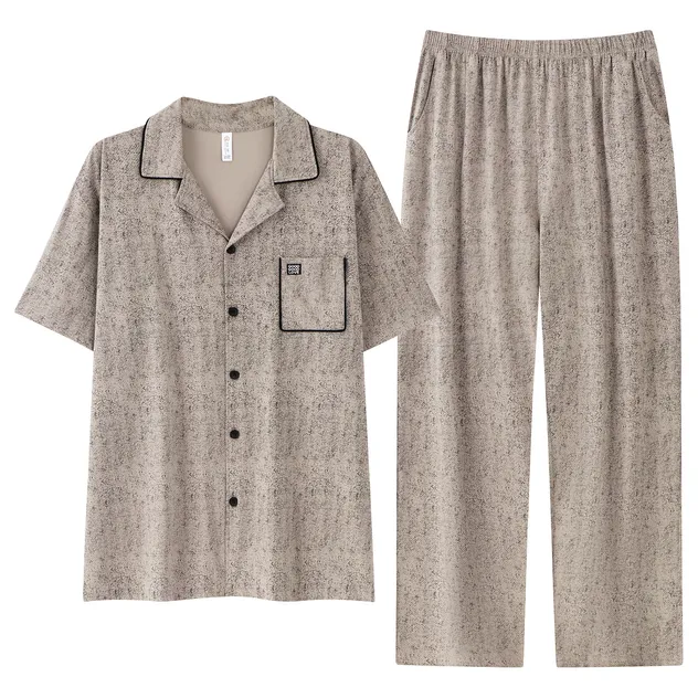 Conjunto de pijama de lujo ligero de algodón puro para hombre, cárdigan abierto de verano de manga corta