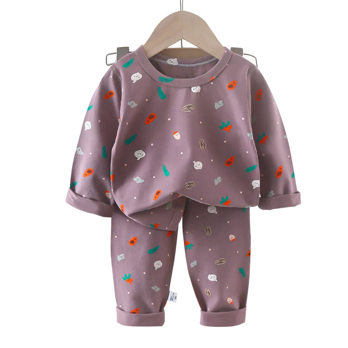 Conjunto de pijamas de algodón cálido para bebés, cuello redondo, pantalones largos de otoño para niños