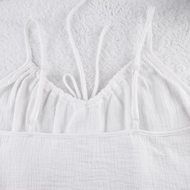Conjunto de pijama de algodón crepe suave y transpirable, cómodo para el hogar, verano de chicas suaves