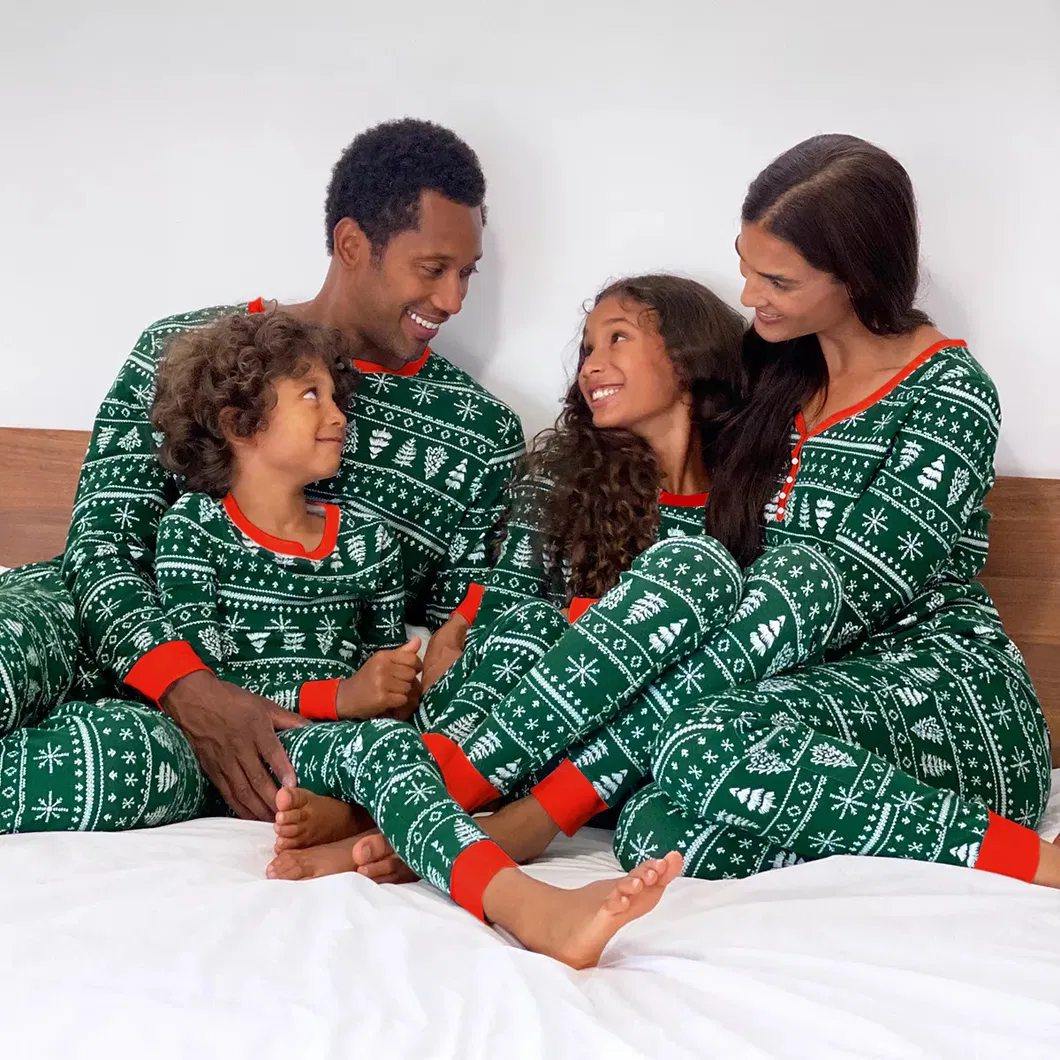 Pijamas navideños europeos para padres e hijos, conjunto de pijamas para el hogar