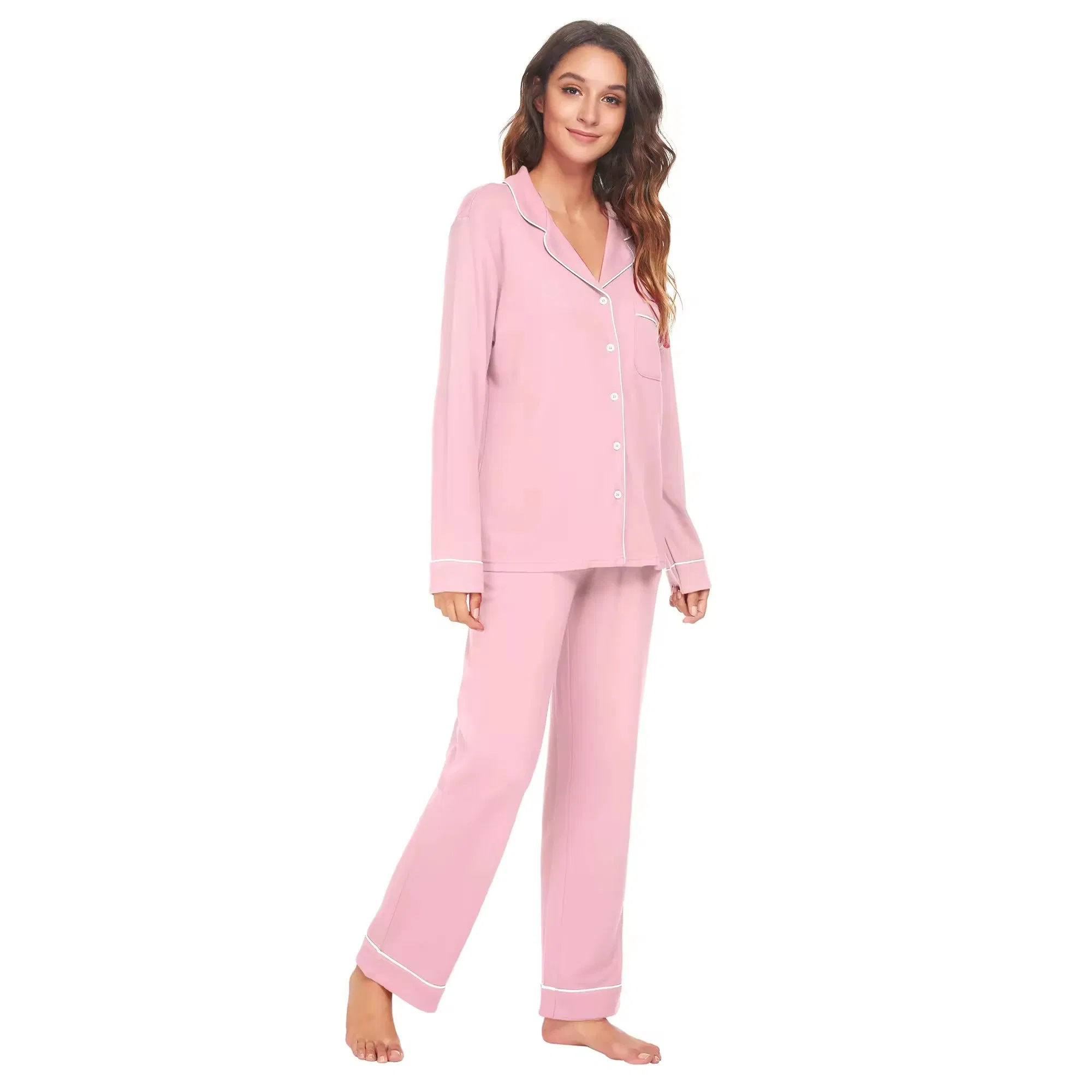 Conjunto de pijama para mujeres de manga larga, sostenible, de viscosa de bambú