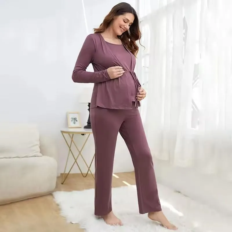 Nuevo Conjunto de Maternidad de Diseño de Bambú Conjunto de Ropa de Casa para Embarazadas Pijamas