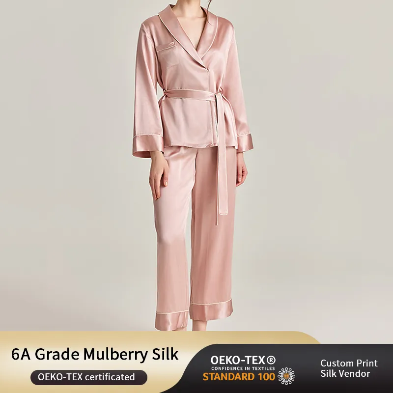 Pijamas de seda satinada personalizados para mujeres