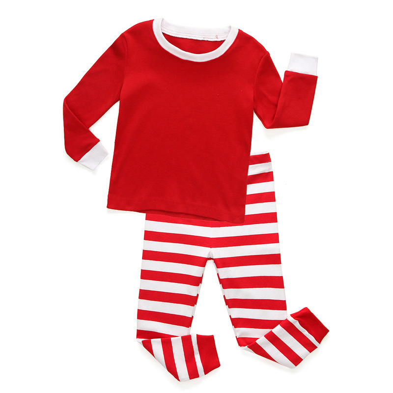 Ropa de dormir de algodón de alta calidad de manga larga a rayas para hombres, mujeres, niños y familias, atuendos casuales para fiestas navideñas