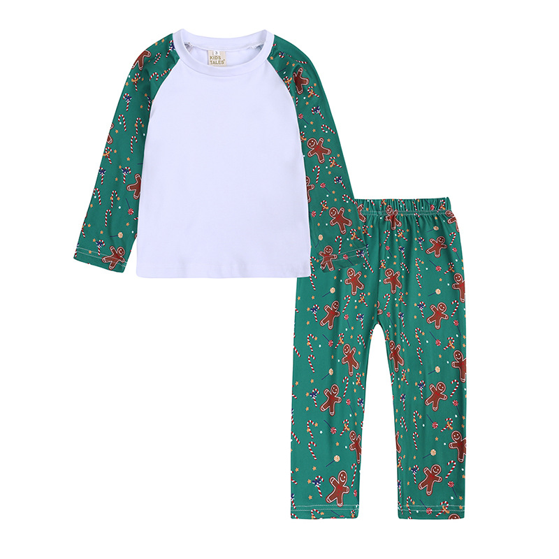 Pijamas navideños a juego para la familia, personalizados, de algodón, al por mayor, impresión por sublimación, pijamas navideños en blanco