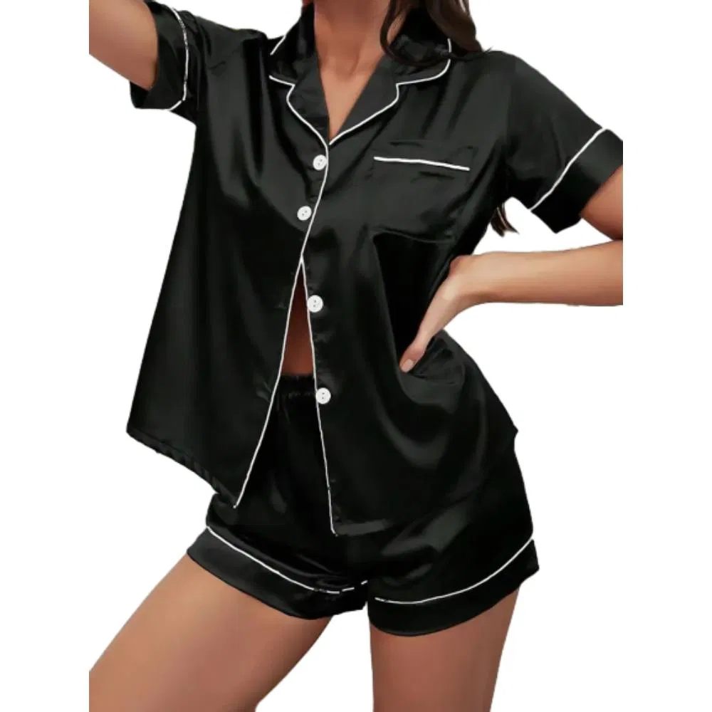 Mejor Vendedor Confort Fresco Pijama de Manga Corta Transpirable de Algodón Con Pantalones Cortos Conjuntos de Pijama para Mujeres