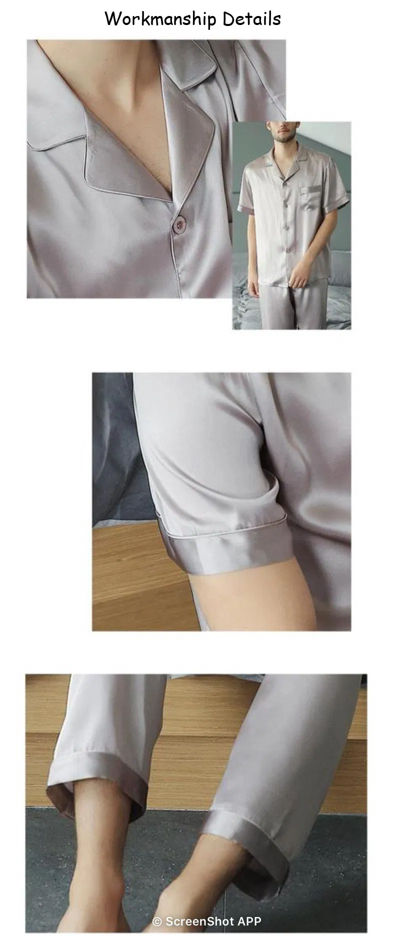 100% Pijama de seda para hombres hecho a medida, lujoso pijama de seda para dormir para hombres