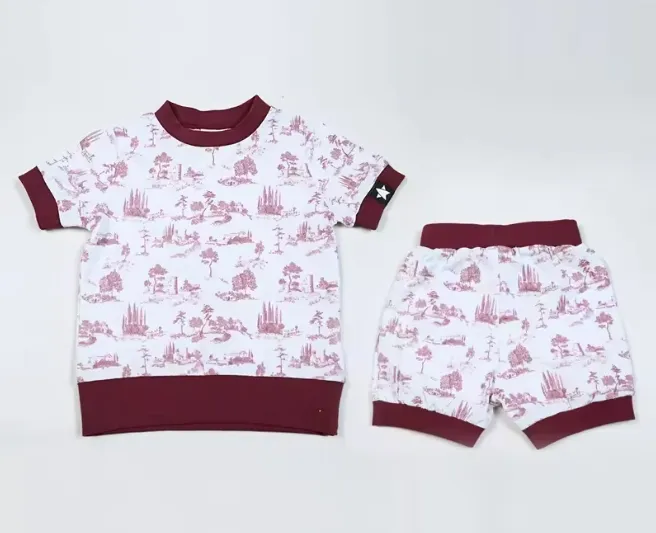 Ropa de Niños y Bebés Pijamas de Toile Francés Rosa Cómodos con Sombrero para Conjunto de Layette para Niños
