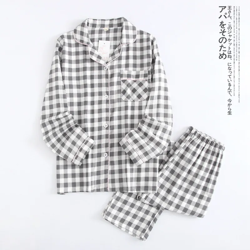 Conjunto de pijamas de manga larga suave transpirable con cintura elástica ropa de casa pijama de pareja