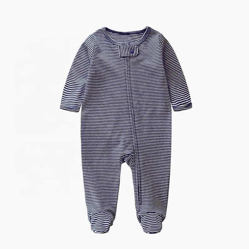 Pijamas de bebé orgánicos personalizados con cremallera y pies antideslizantes