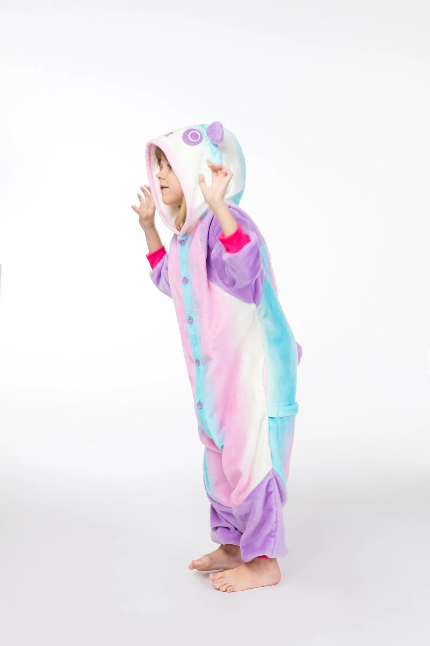 Pijama de una pieza de panda para niños, de manga larga, de franela, cálido y adorable, ropa de dormir de animal