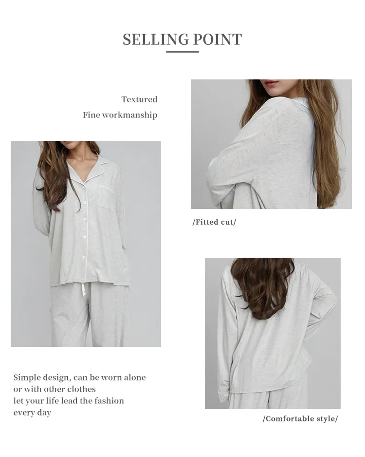 Conjunto de pijama de fibra de bambú ecológico y cómodo para damas