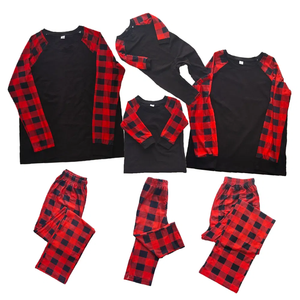 Pijamas familiares de Navidad con diseño de cuadros en venta caliente