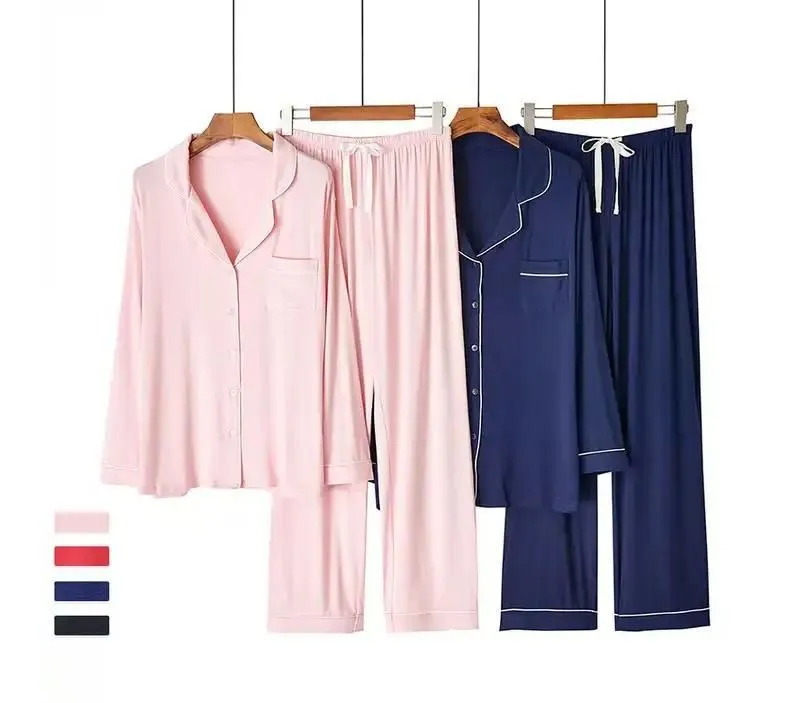 Pijama clásico de color sólido para mujer