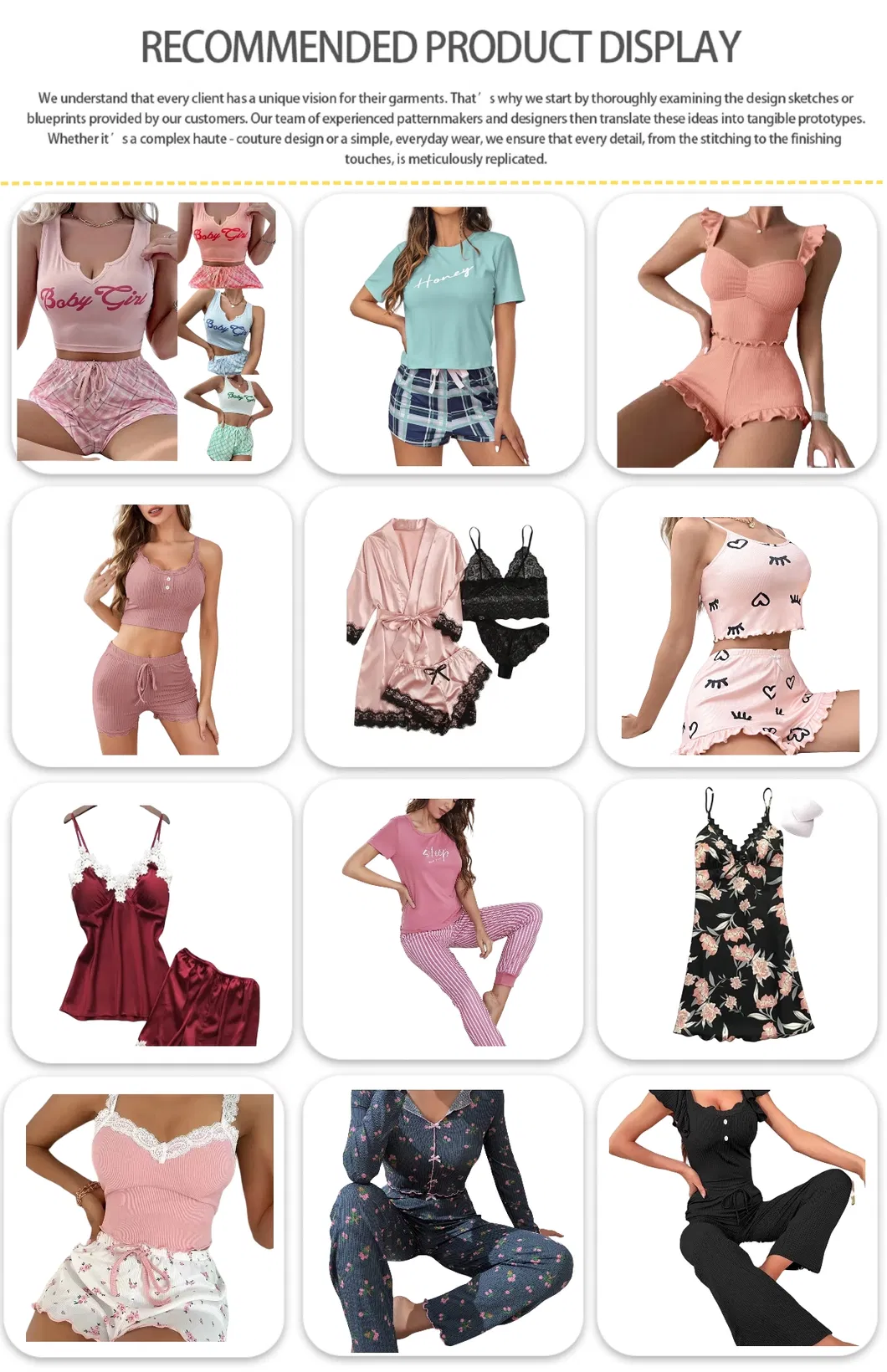 Estilo completo de pijama transpirable