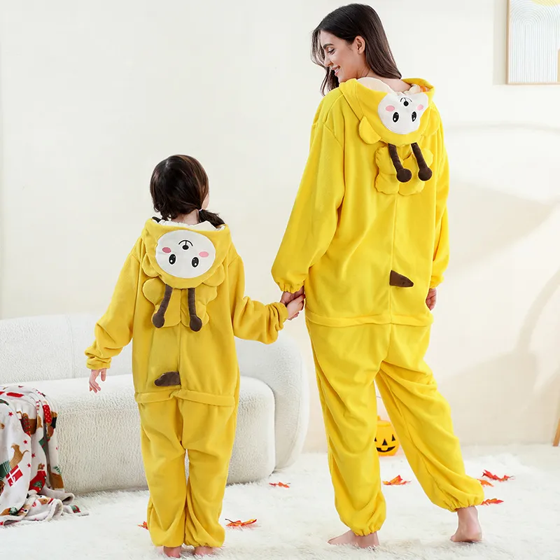 Nuevo mono de forro polar para el hogar, disfraces de rendimiento para niños y adultos, ropa de casa familiar