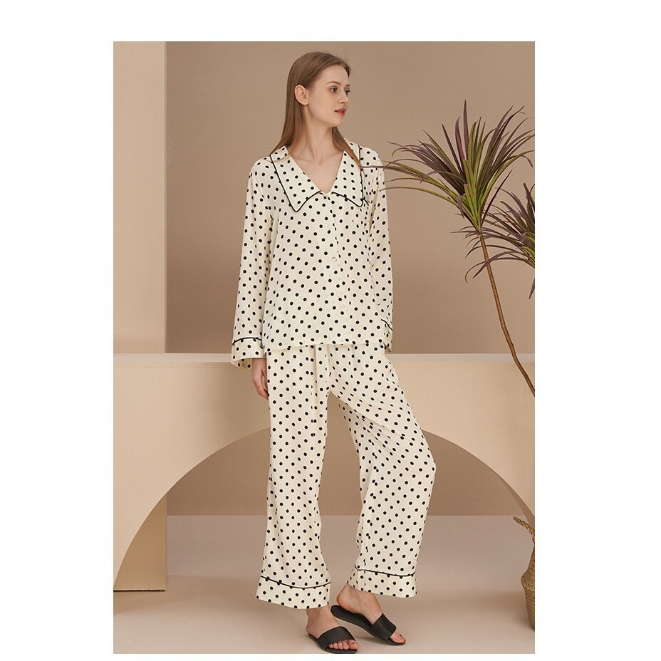 Conjunto de pijamas de manga larga premium, lujo para mujeres, ropa de dormir